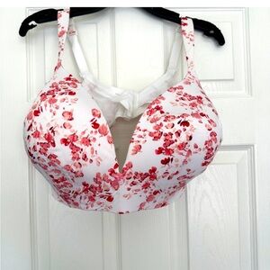 Cacique Floral Print Bra - Pink and White